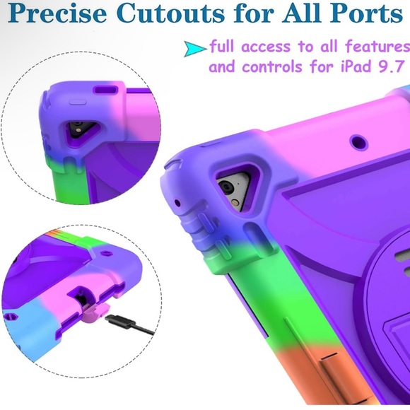 Ipad 5th/6th Generation multicolor Silicone and Hard Cover  9.7” - Picture 5 of 16